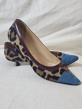 SchoShoes Leopard Print Kitten Heel Pumps